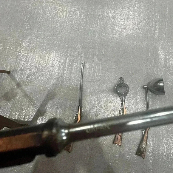 Vintage Rifle stock  handled metal bar tools set of 4 with Shelf - made in Japan - Picture 4 of 6